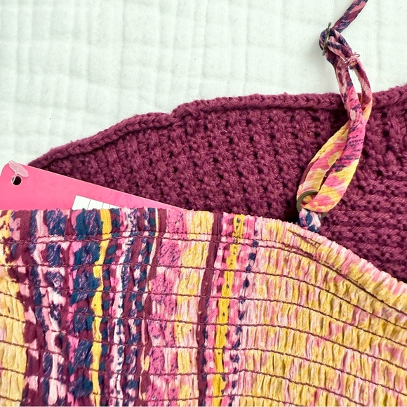 NWT Xhiliration crochet flowy burgundy red overlay maxi boho dress sz Med - Picture 15 of 16